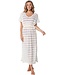 long off white short sleeve see-through beach dress chic crochet