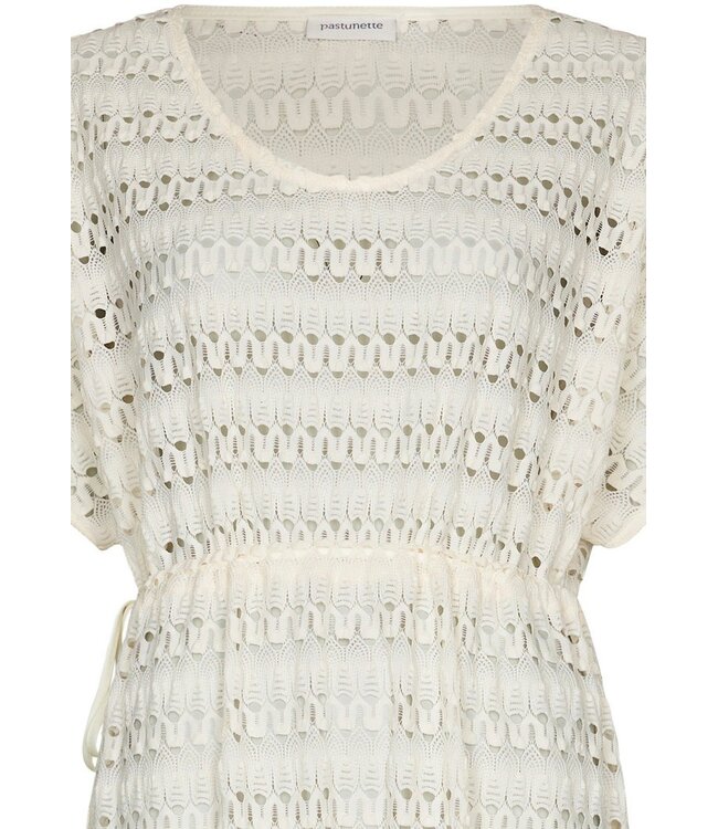 long off white short sleeve see-through beach dress chic crochet