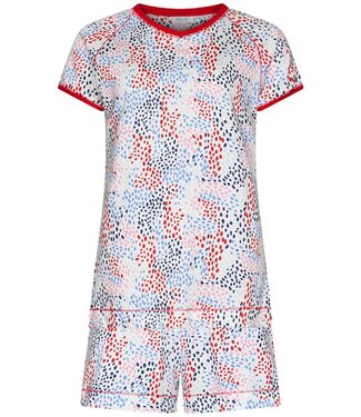 Rebelle biologisch katoenen dames v-hals shortama korte mouw dotty swirl