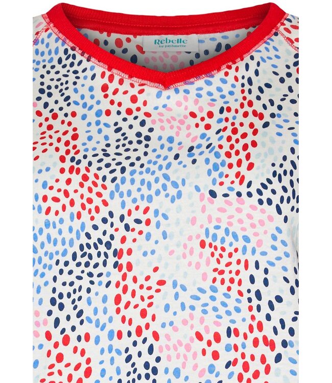 ladies v neck short sleeve organic cotton shorty set dotty swirl