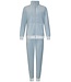 Pastunette ladies pale blue velvet home-lounge suit with zip velvet blue stripes