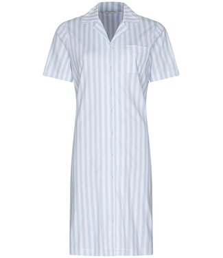 Pastunette katoenen doorknoop dames nachthemd korte mouw Blue Stripes