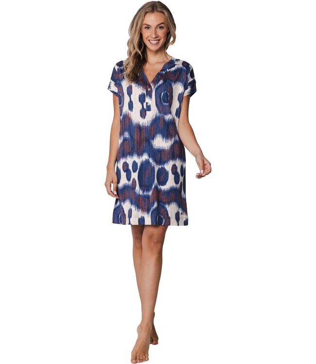 blue cotton-modal home lounge-nightdress arty fashion