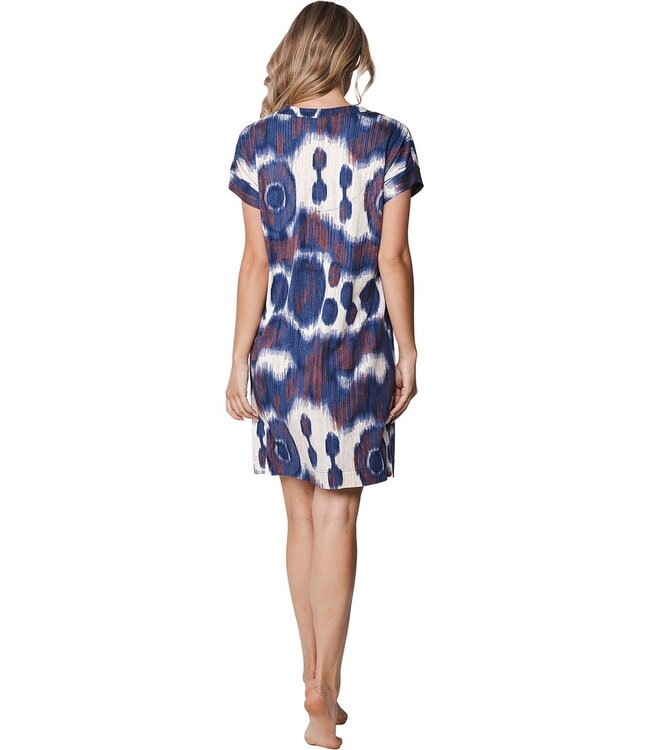 blauw katoen-modal home-lounge dames nachthemd Arty Fashion