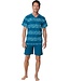 men's sea blue v -neck cotton shorty set hawaiian holiday