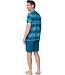 men's sea blue v -neck cotton shorty set hawaiian holiday