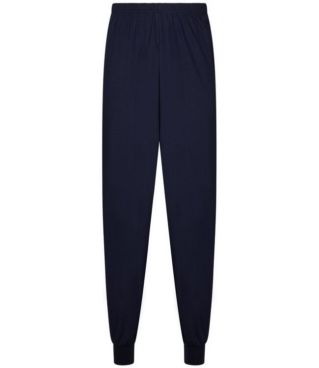 donkerblauwe katoenen heren pyjama met boorden triangle trivia