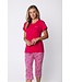 biologisch katoenen pyjama set korte mouw met knopen Coral Flowers