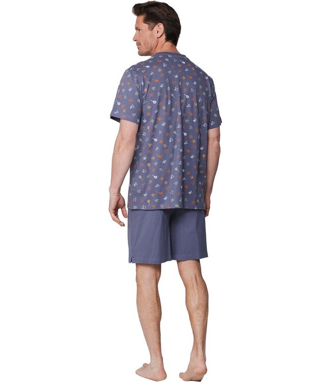 men's trendy grey cotton shorty set with round neck sport it up