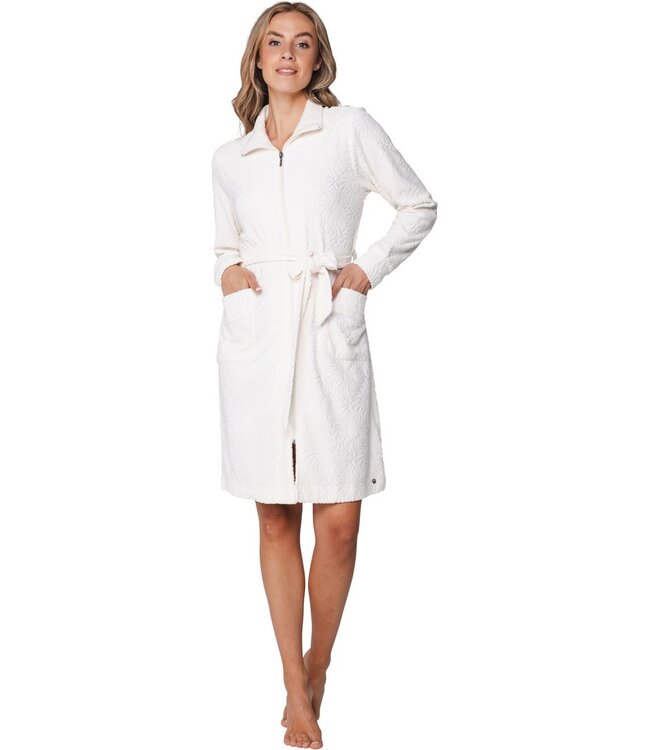 cotton-terry jaquard morninggown with zip fabulous beach flower