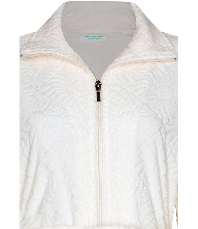 cotton-terry jaquard morninggown with zip fabulous beach flower