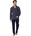 blue men's full button long sleeve cotton pyjama set groovy geometeric