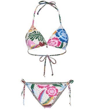 Rebelle Beach soft cup triangle halterneck bikini tropical flower