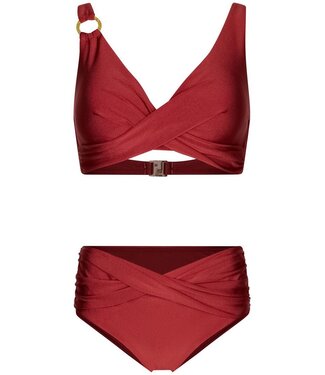 Pastunette Beach v neck soft cup bikini with adjustable straps bronze tan shimmer