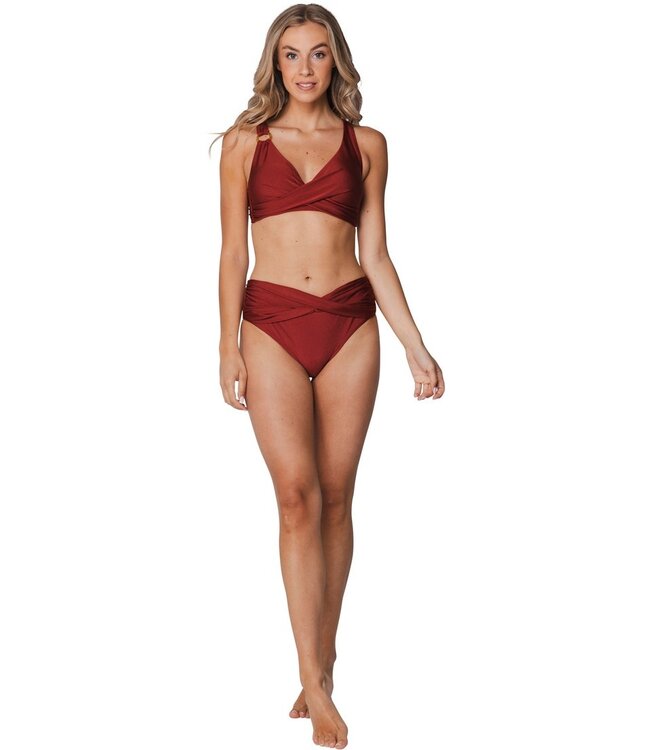 v neck soft cup bikini with adjustable straps bronze tan shimmer
