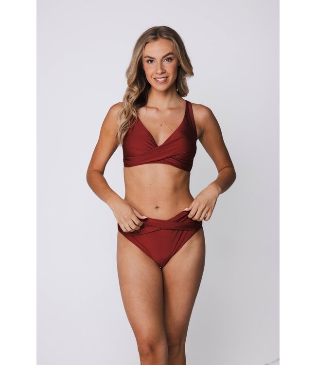 v neck soft cup bikini with adjustable straps bronze tan shimmer