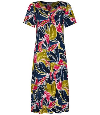 Pastunette Beach short sleeve dark blue floral beachdress tropical leaf