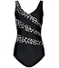 Pastunette Beach black soft cup v neck swimsuit with powernet pebble beach