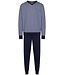 men's blue long sleeve 'v' neck cotton pyjama set cuffs chain link
