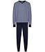 Pastunette for Men blauwe katoenen heren pyjama met v-hals en boorden Chain Link