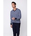 men's blue long sleeve 'v' neck cotton pyjama set cuffs chain link