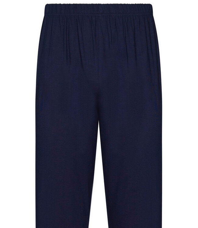 blauwe katoenen heren pyjama met v-hals en boorden Chain Link