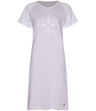 Pastunette ladies lilac short sleeve cotton nightdress stripey flower