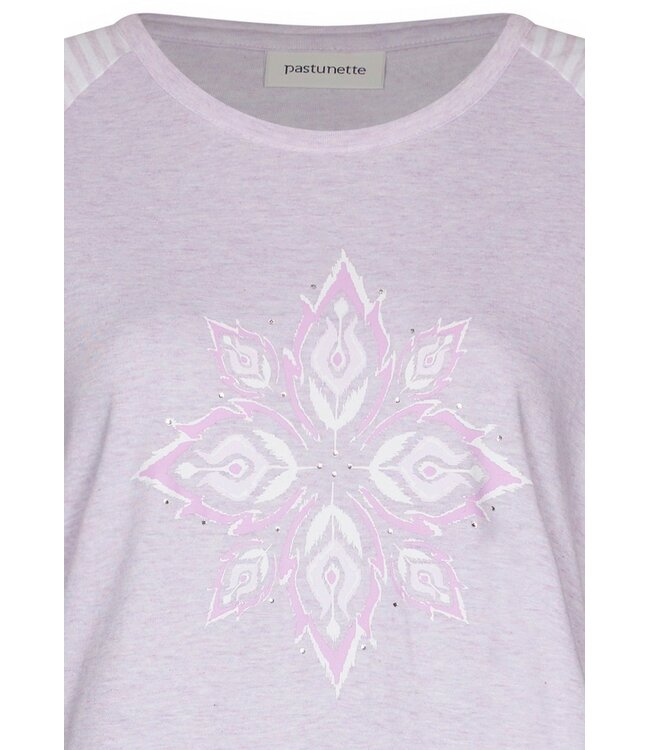 lila katoenen dames nachthemd korte mouw Stripey Flower