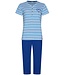 Rebelle stripey short sleeve organic cotton pyjama with buttons true blue