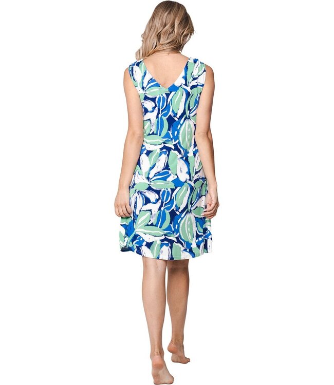 blue sleeveless v neck beachdress aqua bloom