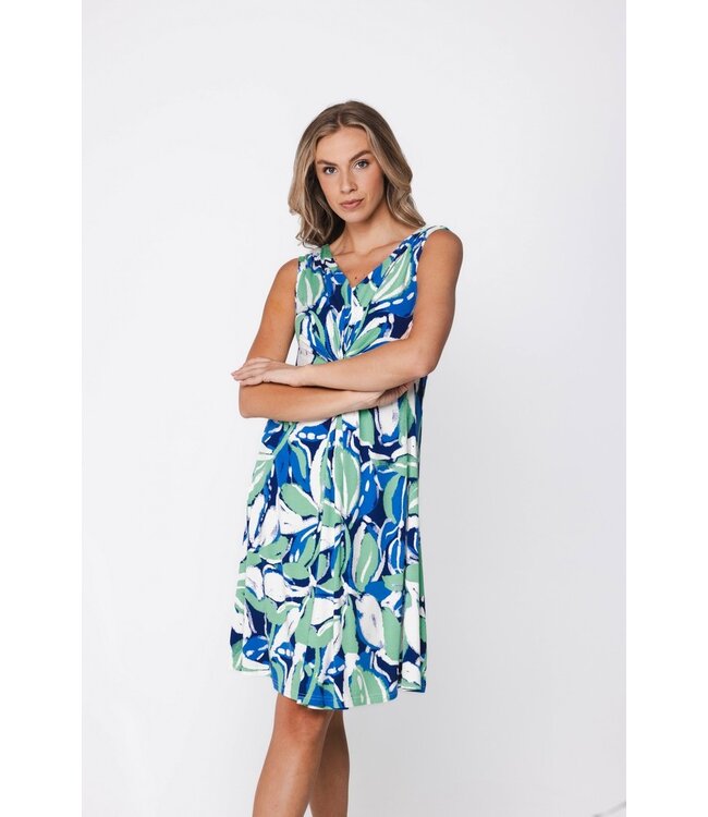 blue sleeveless v neck beachdress aqua bloom