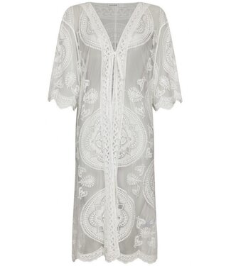 Pastunette Beach white see through short sleeve cover up beauitful lace