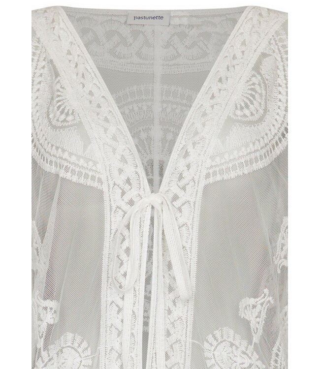 witte transparante cover-up met korte mouwen beautiful lace