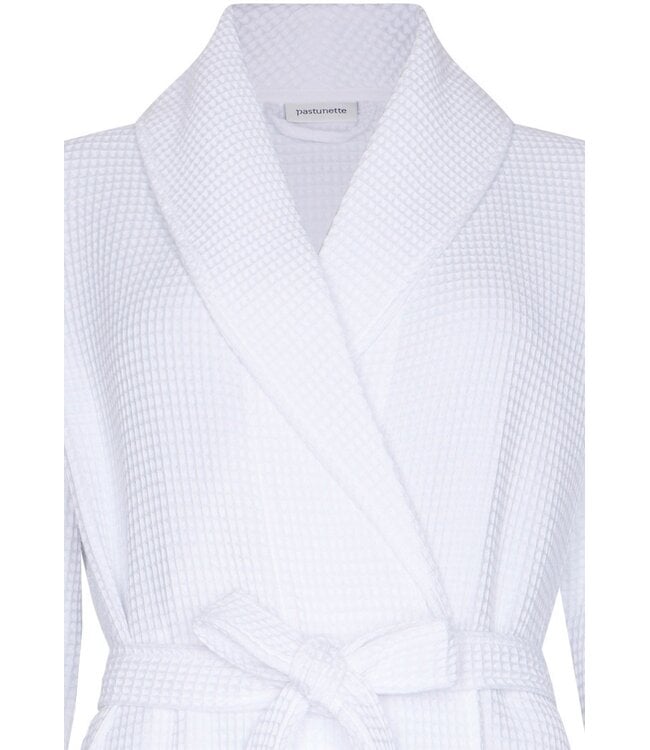 wafel ochtendjas katoenmix met sjaalkraag Pure White