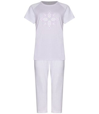 Pastunette lila katoenen dames pyjama set korte mouw Stripey Flower