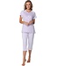 ladies lilac short sleeve cotton pyjama set stripey flower