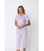 ladies lilac short sleeve cotton pyjama set stripey flower