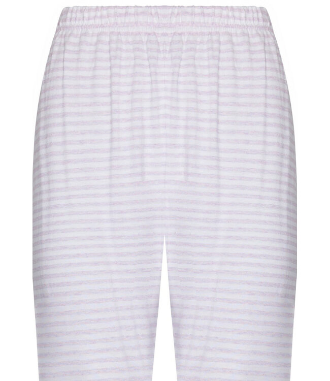 lila katoenen dames pyjama set korte mouw Stripey Flower