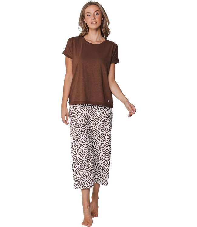 biologisch katoenen dames pyjama 3/4 korte mouw Aztec Flower