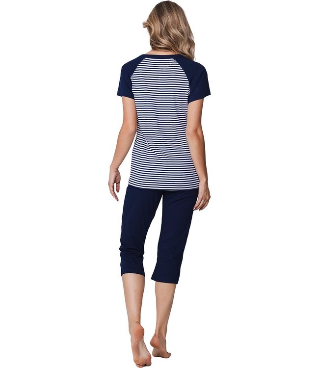 gestreepte biologisch katoenen pyjama met knopen Stripey Marine
