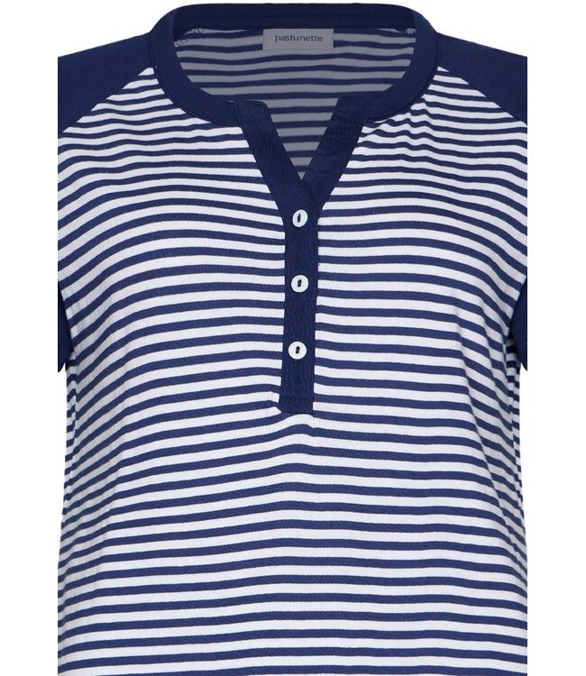 gestreepte biologisch katoenen pyjama met knopen Stripey Marine