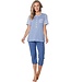 blauw katoenen dames pyjama set met knopen Stripey Marine
