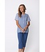 blauw katoenen dames pyjama set met knopen Stripey Marine