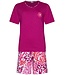 ladies short sleeve organic cotton shorty set coral flowers