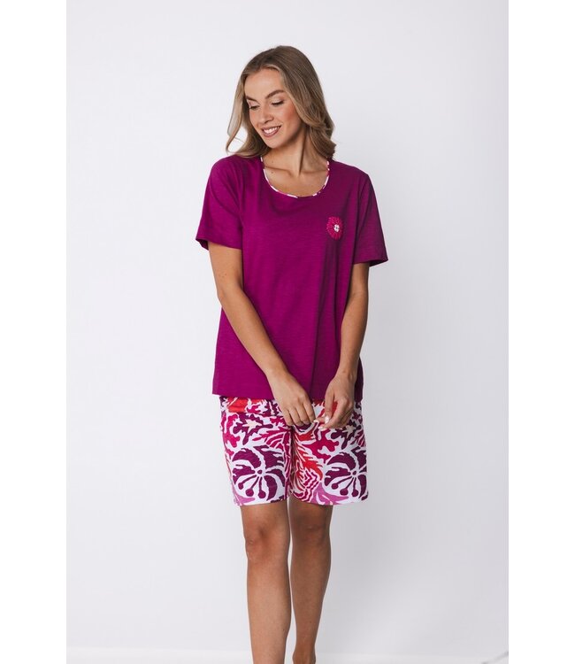 biologisch katoenen dames shorty set Coral Flowers