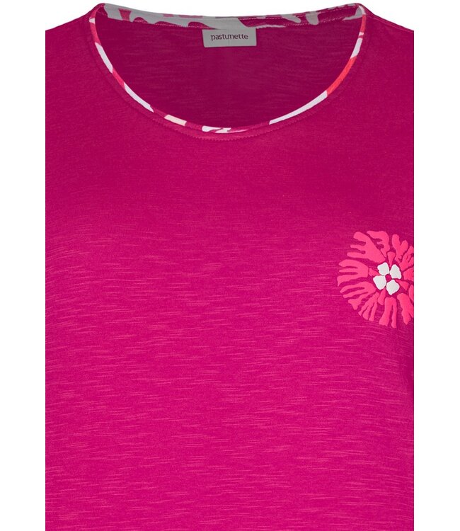 ladies short sleeve organic cotton shorty set coral flowers