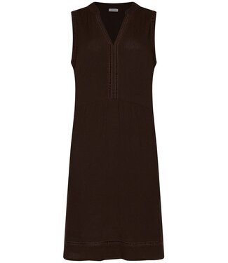 Pastunette Beach bruin, mouwloos, strandjurkje met v-hals en mooie details chic beach
