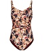 Pastunette Beach soft cup v neck swimsuit with powernet sunshine flower