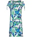 Pastunette Beach Blauwe dames strandjurk met kap-mouwtjes en strikkoorden Aqua Bloom