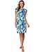 blue capped sleeve beachdress with ties aqua bloom